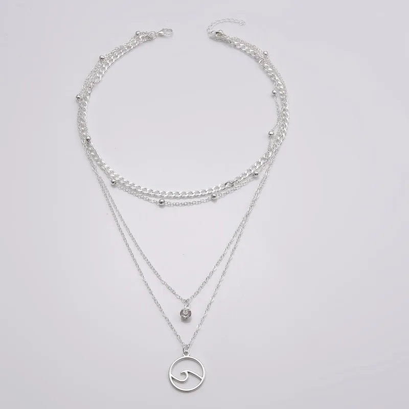 Женское Ожерелье Стразы женские ожерелья серебряного цвета модная женская волна