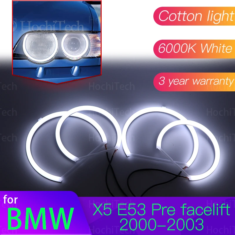 Комплект Angel Eyes 2000 л белая кольцевая лампа из хлопка с ореолом для BMW X5 E53 Pre Facelift 2001