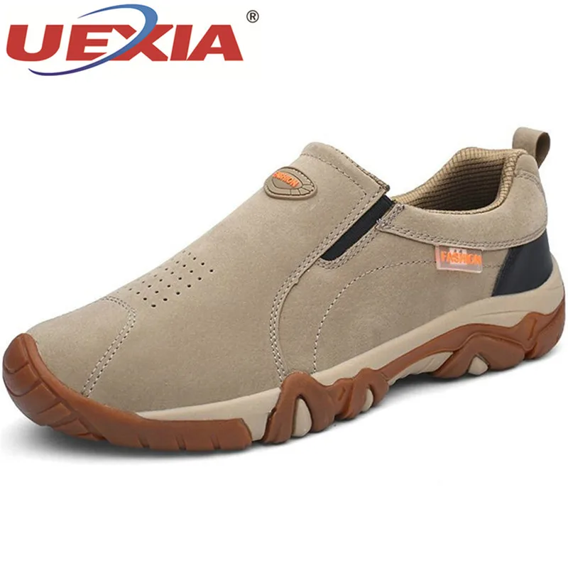 

UEXIA New Autumn Outdoor Male Shoes Adult Breathable Leather Male Loafers Outside Non Slip Rubber Sole Sneakers Men Casual Shoes