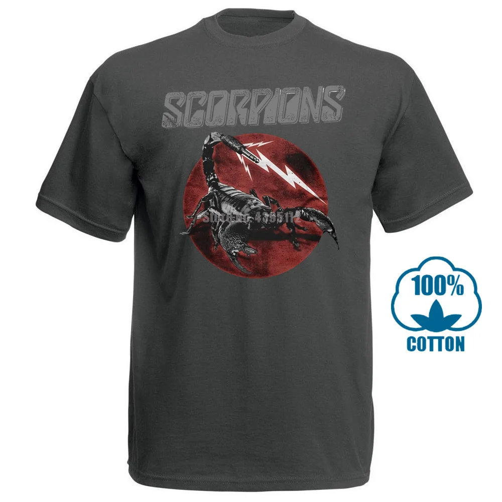 Скорпионов логотип рубашка Размеры S, M, l Xl XXL футболки официальный Rock Band футболка - Цвет: Charcoal