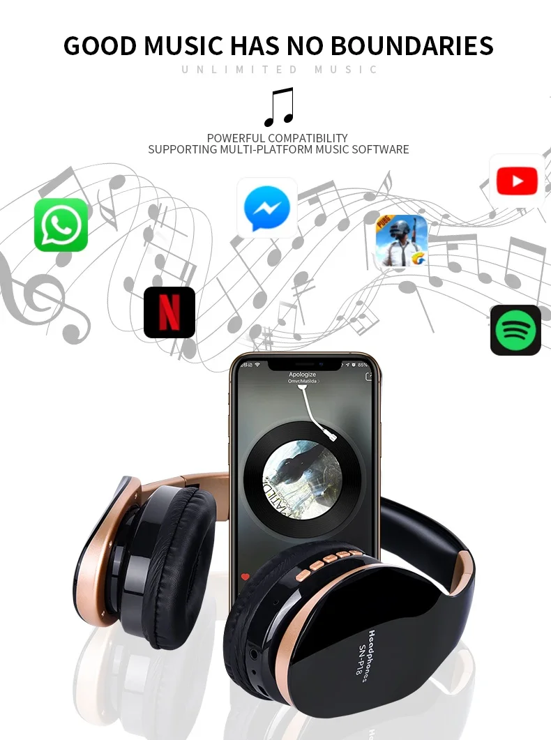 LEORY SN-P18 беспроводные bluetooth наушники стерео Hi-Fi складные 3,5 мм аудио TF карты игровые музыкальные наушники с микрофоном для ПК PUBG