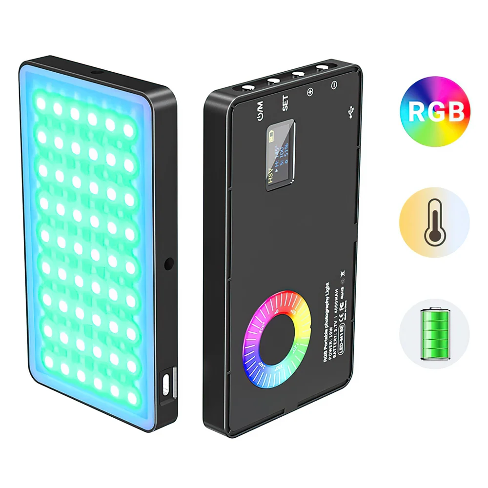 SAMITAN Портативный видео свет RGB фотография с регулируемой яркостью 2500K-8500K