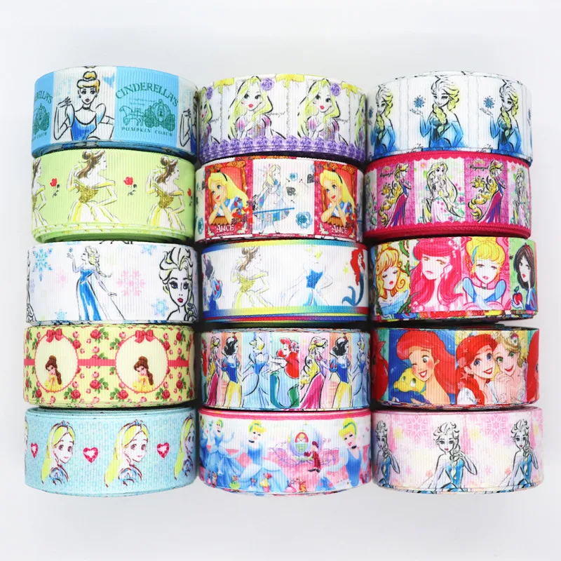 

WQ16020713, 1'' 25mm 10 yards princess printed grosgrain ribbons cartoon ribbon handmade hair bows