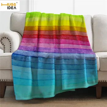 

HUGSIDEA 2020 New Soft Keep Warm Blanket Sofa/Couch Blanket Rainbow Blanket Colorful Printing Spring Air Condition Blanket
