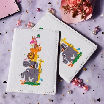 

Cute Animal Pyramid Passport Holder for Travel ID Card Cartoon Passport Cover PU Leather Bank Credit Card Holder Ticket Folder