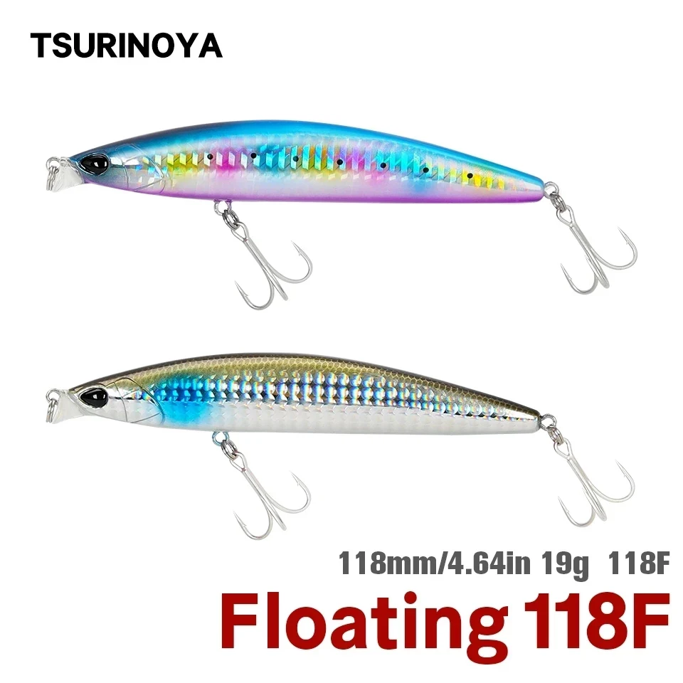 TSURINOYA DW95 118F с постепенным увеличением круг плавающий воблер типа Минноу 118 мм 19 г