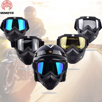 

Protective Motorcycle Face Mask with Goggles Removable Biker Helmet Full Face Mask Motorcycle Dust Mouth Mask Tactical Balaclava