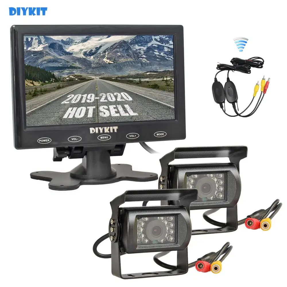 DIYKIT 12 В DC беспроводной 7 &quotсенсорный автомобильный монитор заднего вида комплект