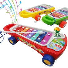 Детский музыкальный инструмент Цвет музыкальная шкатулка прицеп Натяжная проволока стук пианино 4-круглый стук пианино с Ученик ОС