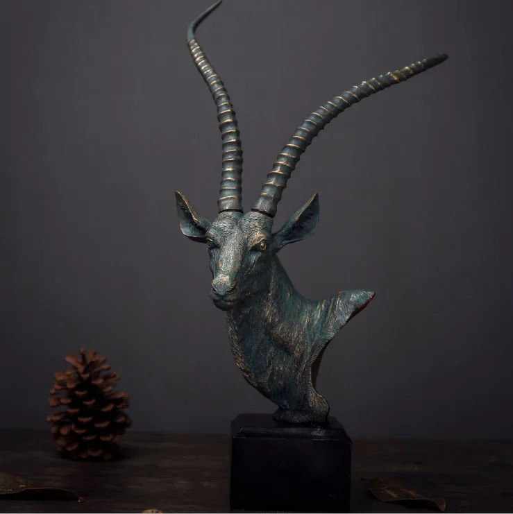 

European Style Retro Antelope Head Decoration Northern European-Style Creative Lucky Animal Living Room Restaurant Library Home