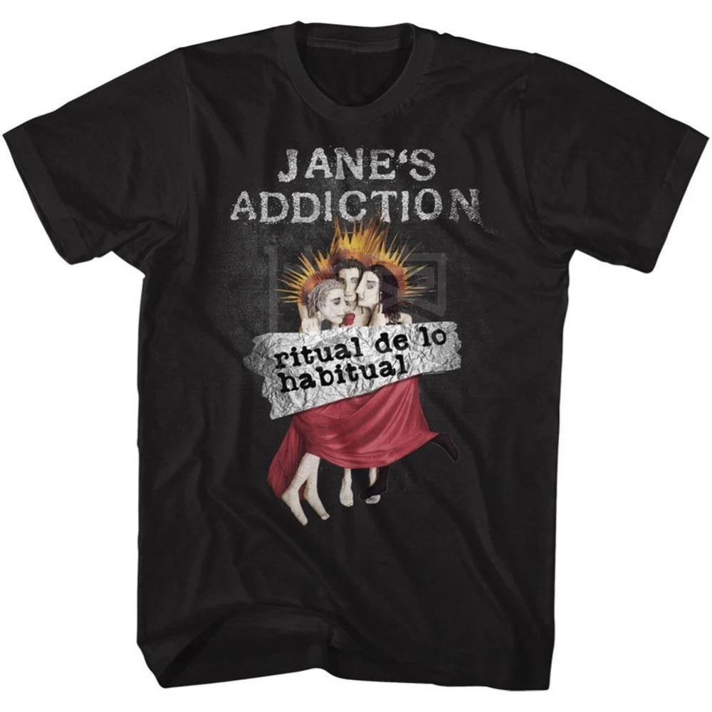 Мужская футболка Janes Addiction черная хлопковая с короткими рукавами Размеры SM-5 XLFunny |