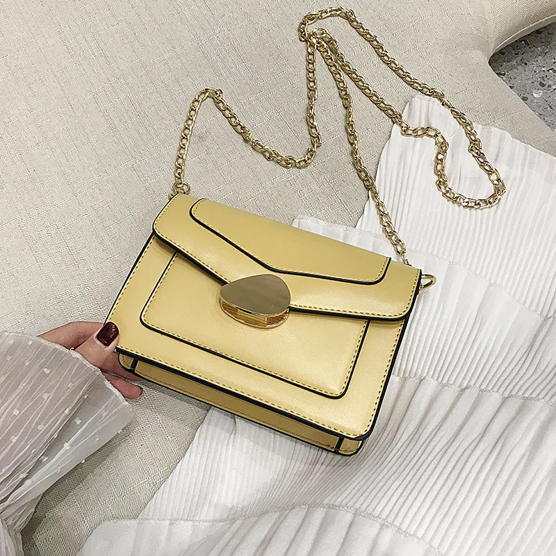 

South Korea Elegant CHIC Chain Square Sling Bag Crossbody Bag 2019ins Super Fire Simple Lock Bag Women's