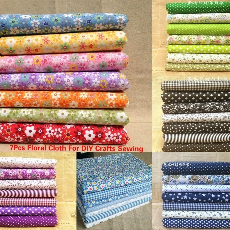

7Pcs 10" Squares Assorted Pattern Floral Cotton Fabric Cloth for DIY Crafts Sewing DIY Handmade Accessories