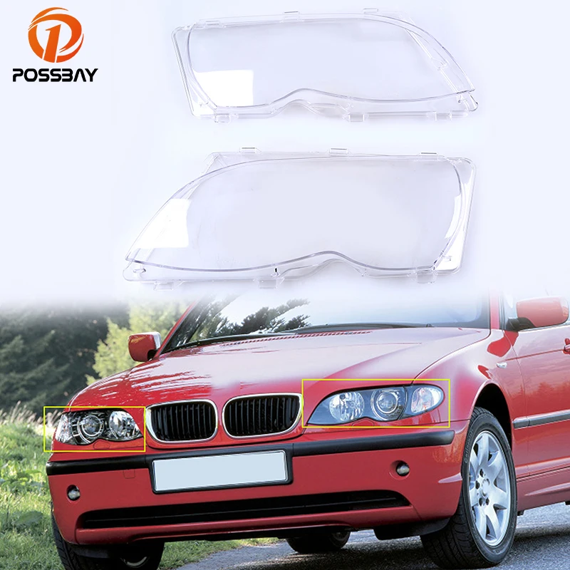 POSSBAY Car Front Headlight Lampshade Clear Lens Cover for BMW 3-Series E46 Sedan 2001-2005 Facelift Lenses | Автомобили и
