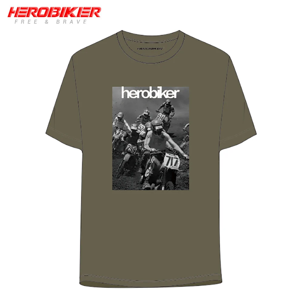HEROBIKER, летняя мужская футболка для мотогонок, короткая футболка для мотокросса, Спортивная футболка, модная быстросохнущая футболка - Цвет: HTS-002GY