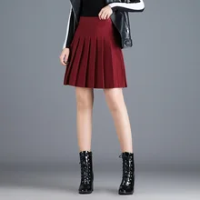 5 цветов Женская Осенняя зимняя высокая талия трикотажная юбка в складку женская уличная мода свободная повседневная трикотажная Мини-Юбка А-силуэта