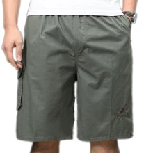 Качественные мужские шорты кэжуал Эластичный шнурок на талии мульти-карман карго шорты Твердые хлопковые мужские пляжные шорты быстросохнущие Большие размеры