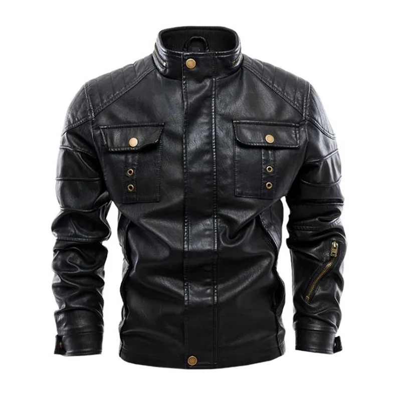 Autumn Men's PU Jacket Leather Coat Slim Fit Faux Leather Motorcycle Jackets Male Coats Fashion Brand Men Clothing all saints leather jacket mens