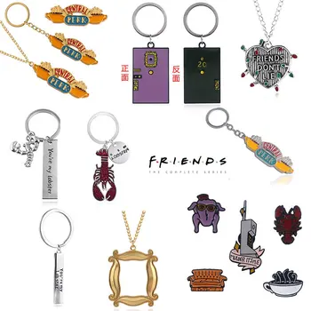 

Classic Film And Television Surrounding Metal Keyring Friends Keychain Pendant Crayfish Cafe Key Chain