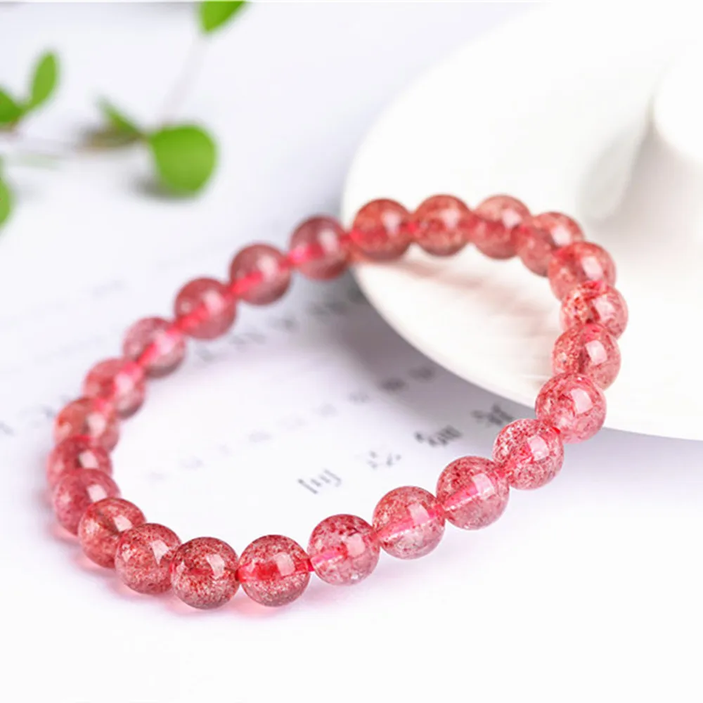 

Grade AAA Natural Red Strawberry Quartz Beaded Bracelet 7mm 8mm 9mm 10mm Round Bead Bangle Stretch Prayer Bracelet BR046