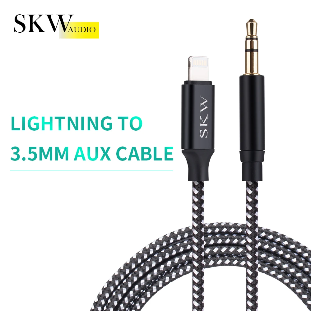 

SKW For iPhone Aux Cable Lighting To 3.5MM Jack Male To Male Audio Cable For iPhone 7 8 Above To Headphone Speaker Car AUX Line