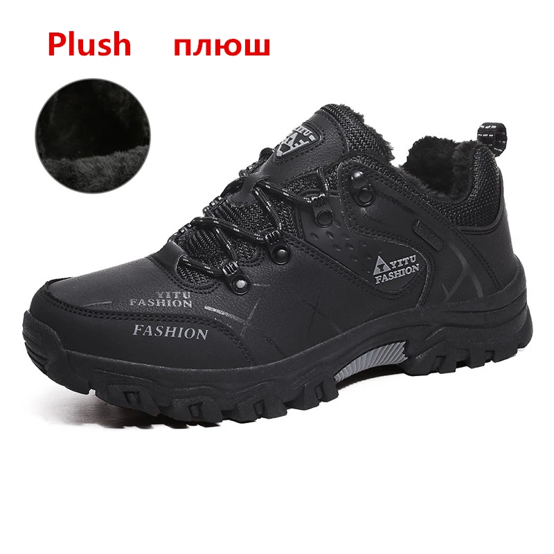 Black add plush MIXIDELAI/мужские ботинки; Зимние теплые плюшевые ботинки; повседневные мужские зимние ботинки; Рабочая обувь; Мужская обувь; Модные ботильоны; размеры 39-47 - Цвет: Black add plush