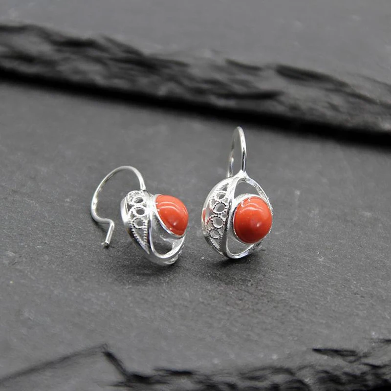 Серьги в этническом стиле серебряные украшения с узором ретро | Украшения и