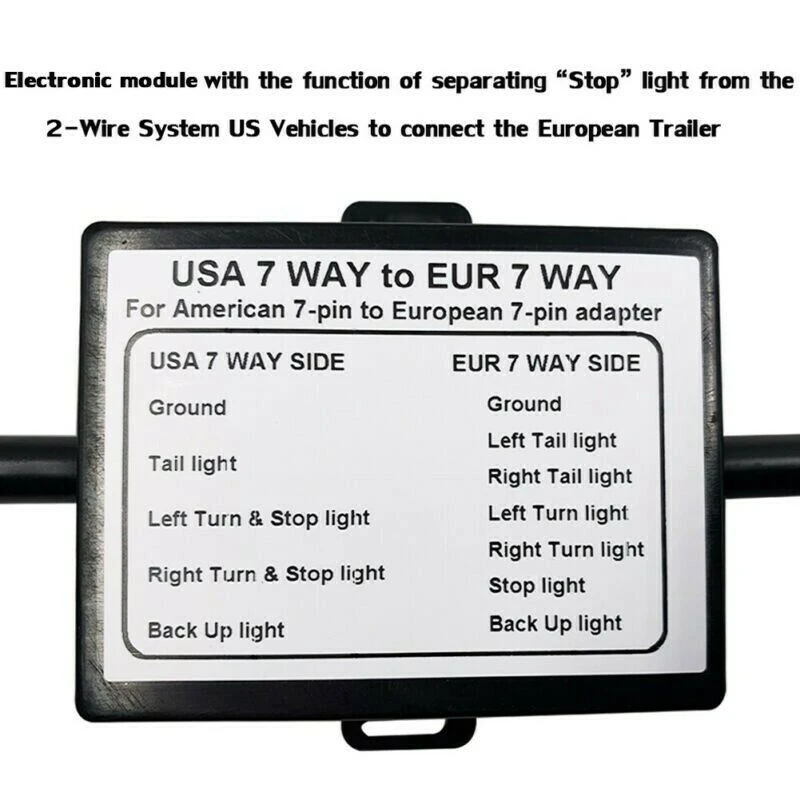 USA to EU Trailer Light Converter US 7-Way Blade Socket to EU 7-Pin Round Plug trailer plug adapter