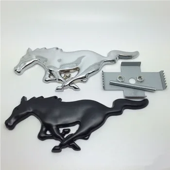 

3D Metal Chrome Silver Black Car Styling Running Horse Emblem Badge Mustang Shelby GT Rear Trunk Decor Sticker