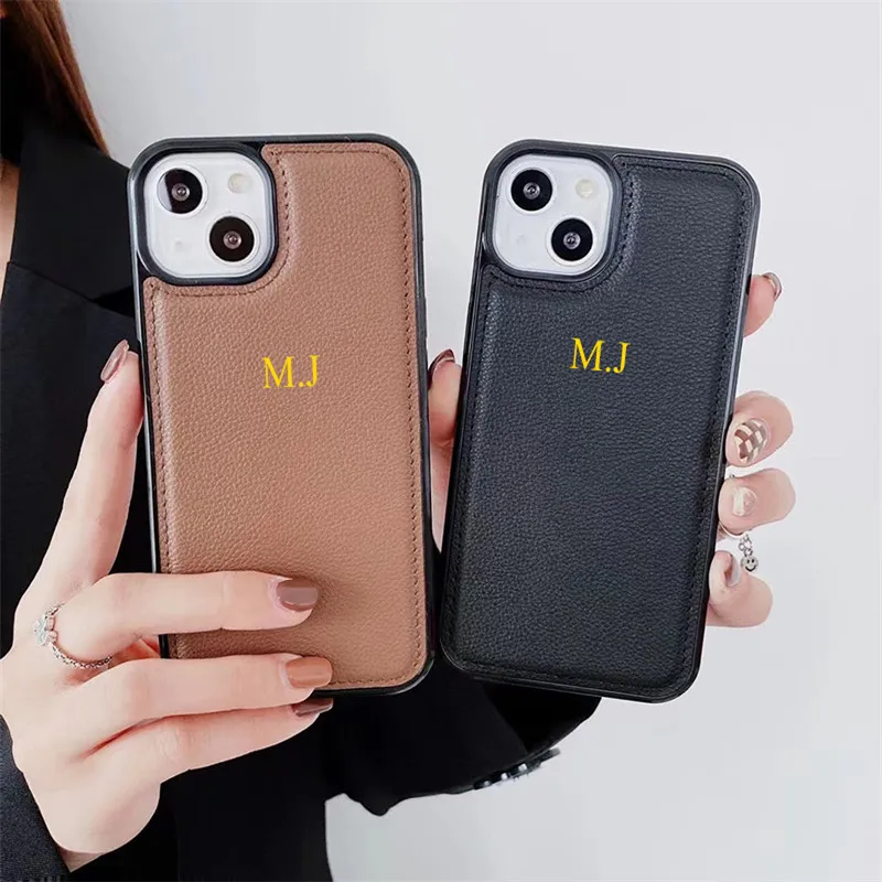 Personalised Leather Case With Wrist Strap Customised Name letter Leather  Phone Cover For iphone 14 13 12 11 Pro Max xr xs mini - AliExpress