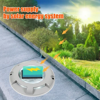 

Outdoor Waterproof Solar Underground Lamp High Pressure 4LED Round Ground Light for Yard Deck Floor Decoration
