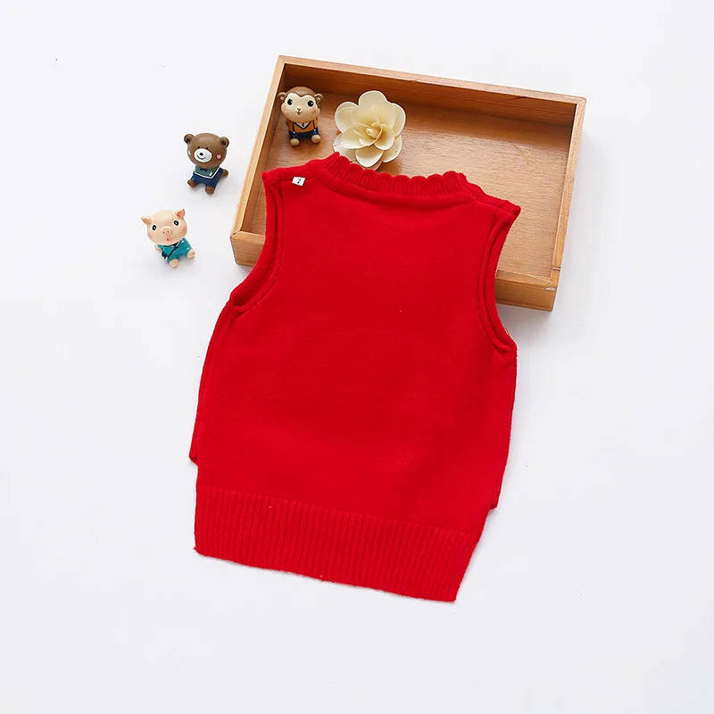 

2018 Childrenswear New Style Girls Knitted Small Bee Cartoon Female Baby Vest Waistcoat Kids' Sweater