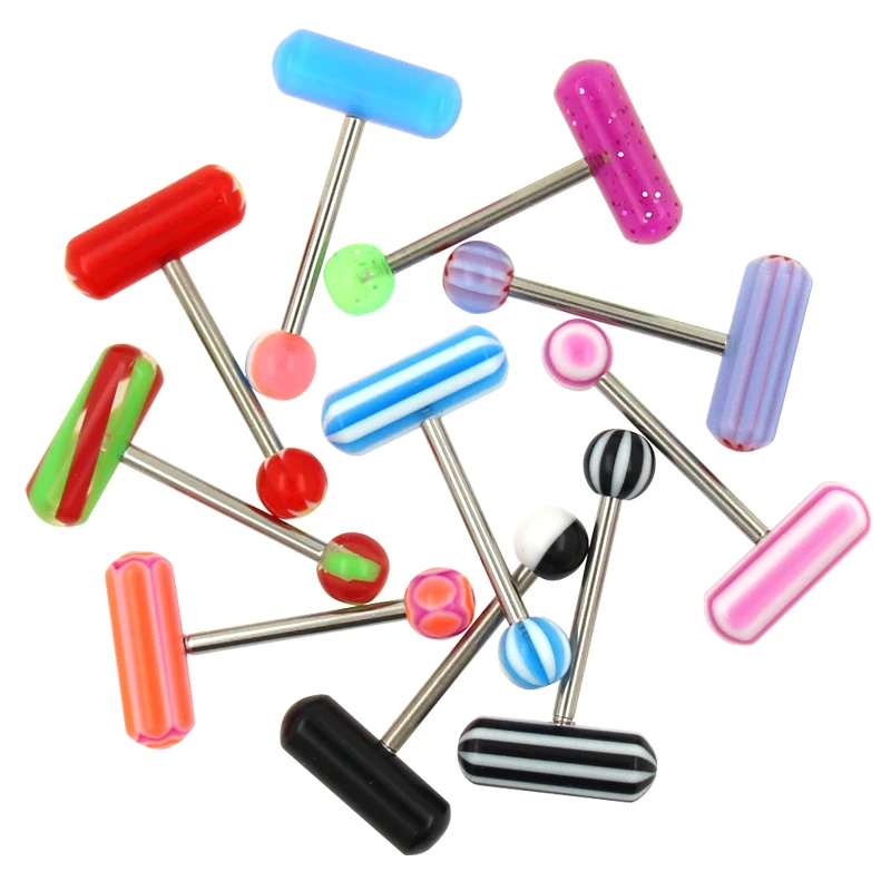 10pcs Acrylic Capsule Pill Tongue Piercing Rings Bar Helix Stud 14G Tragus Barbell for Women Girls Body Jewelry | Украшения и