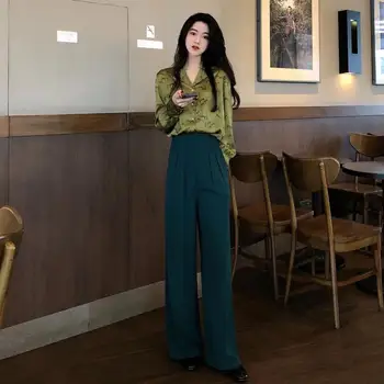 

Fashion Spring Women 2 Pieces Set Long Sleeve Blouse Tops And Trousers Casual Vintage Lady Pants Suit Plus Size Print Streetwear