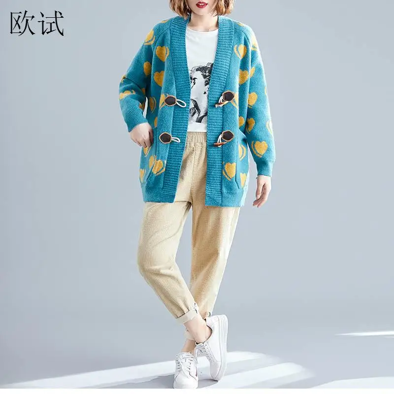 Свитер-кардиган размера плюс в Корейском стиле для женщин, женские зимние свитера, Harajuku Sweter Truien Dames