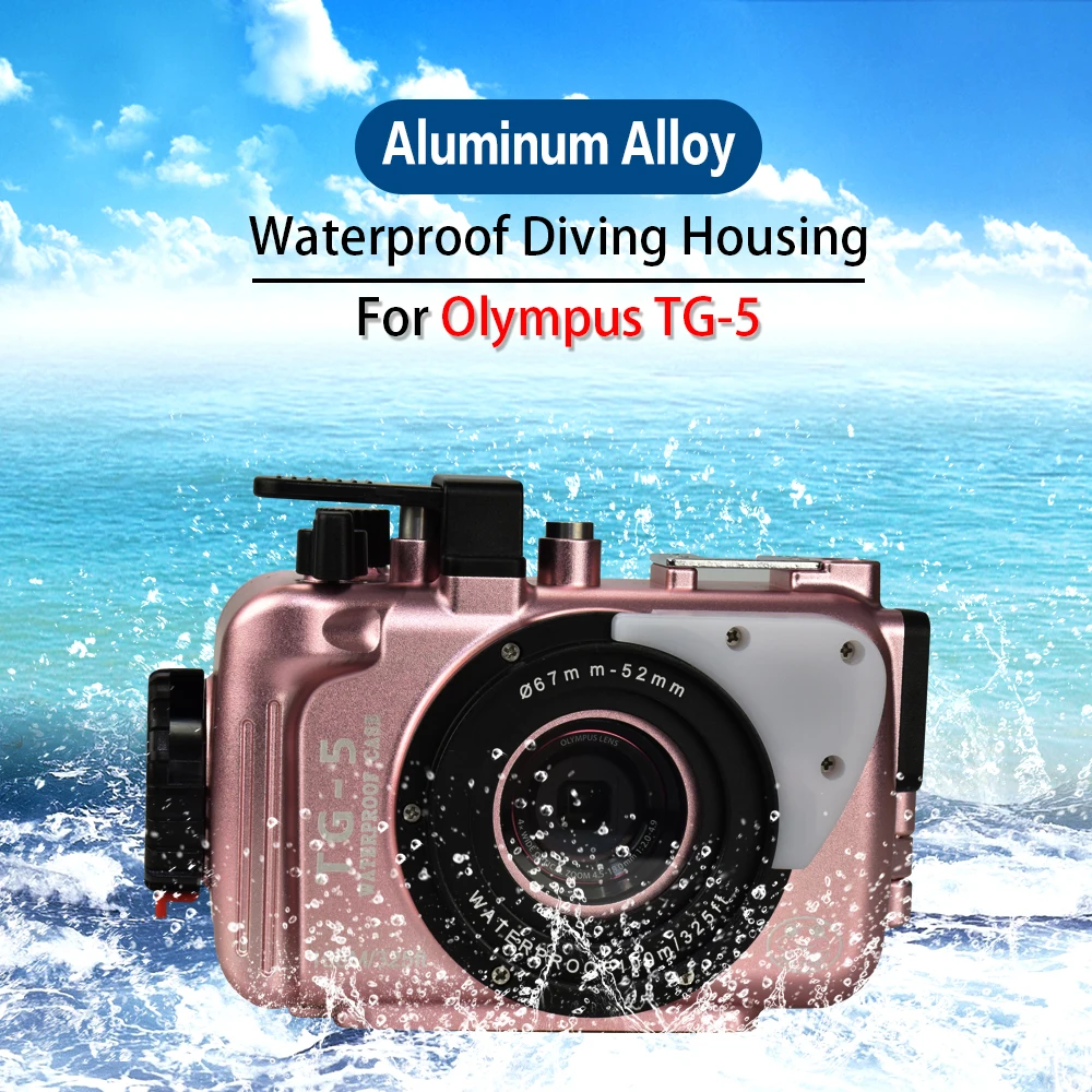 

100m/325ft for Olympus TG-5 TG5 Underwater Box Camera Housing Aluminum (Rose Gold) Waterproof Bag Diving Case TG5 TG-5 Cover