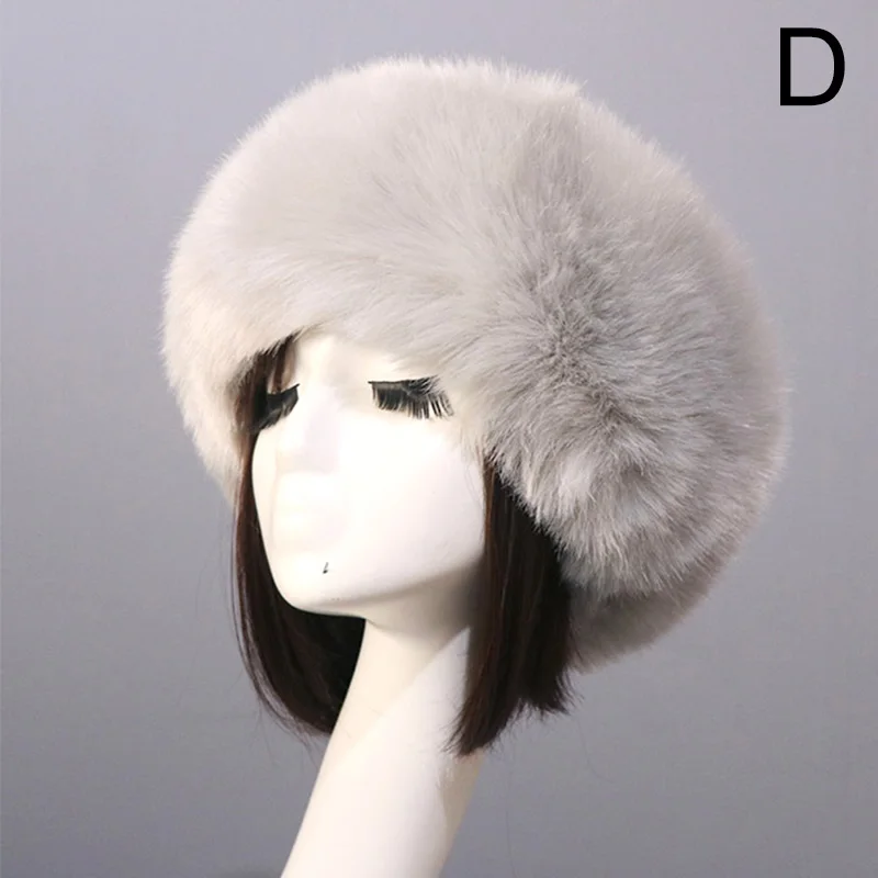 Women Faux Fur Cap Fashion Casual Solid Winter Warm Comfortable Female Short Plush Hairband Empty Top Hat Outdoor Ski Hats mens fur bomber hat Bomber Hats