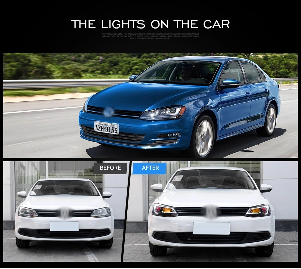 Автомобильный светодиодный головной фонарь и задний фонарь для Volkswagen VW Jetta Sagitar фары и задние фонари с Последовательный сигнал поворота 2011