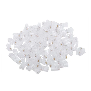 

100pc Clear RJ45 CAT5 8P8C Modular Jack Network Connector Adapter Card