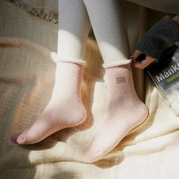 

Warm Socks Woman Plus Velvet Thick Wool Warm Tube Cotton Inner Terry Short Socks Slippers Women Casual Soft Winter Socks