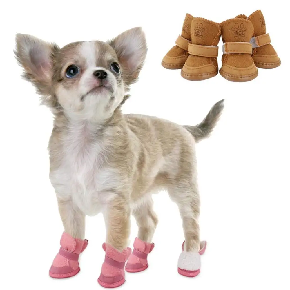 chinatera 4Pcs Pet Dog Guardian Gear Waterproof All Weather Protective Leopard Print Boots Shoes 