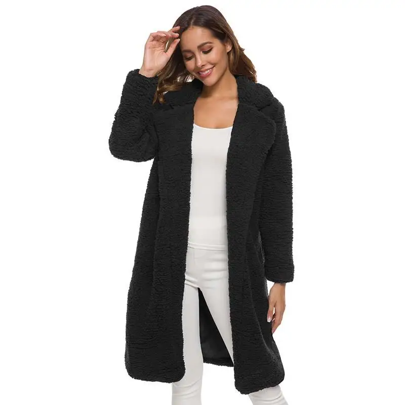 Женское пальто из искусственного меха, осенне-зимнее толстое теплое длинное меховое пальто, женская меховая куртка, верхняя одежда, плюшевое пальто, куртка, Ropa Invierno Mujer