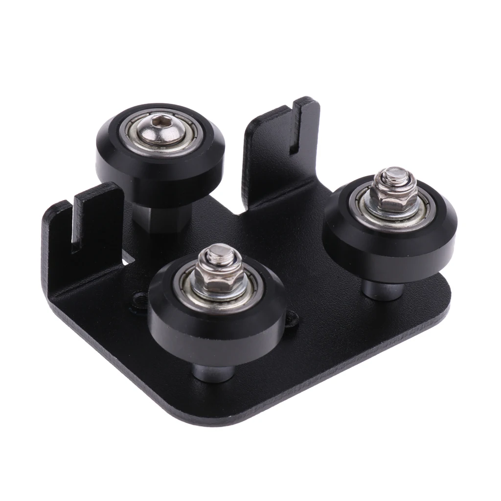 1 Pcs Extruder Back Supports Plate with 3x Pulley for 3d Printer Black
