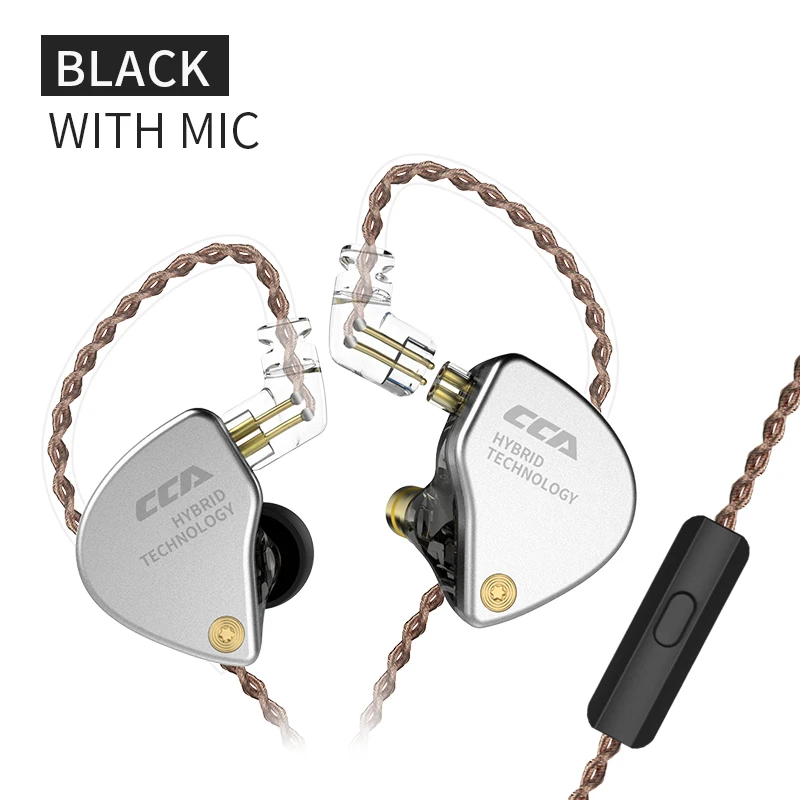 CCA CA4 1BA+ 1DD гибридные наушники в ухо наушники Hifi Dj Monito спортивные наушники для бега CCA C10 C16 CA4 C12 C04 - Цвет: Black with mic
