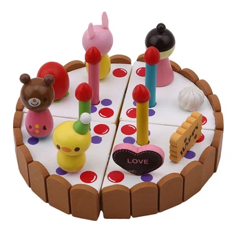 

Wooden Birthday Cake Play Toys Children Rainbow Color Play Toy Mini Kitchen Food Toy Classic Children Pretend Play Toy Gift