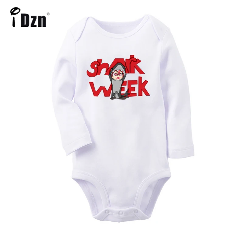 YbBaby2217WC Боди для новорожденных с рисунком акулы из мультфильма «я пережила эту неделю», боди с длинными рукавами для малышей, комбинезон, хлопковая одежда, подарок - Цвет: YbBaby2217WC