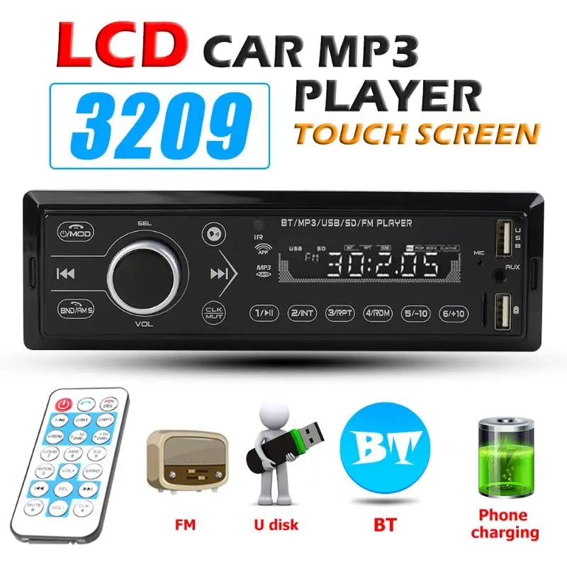 1DIN In-Dash автомагнитолы стерео MP3-плеер Bluetooth FM радио в Dash головное устройство AUX-In цифровой медиаприемник
