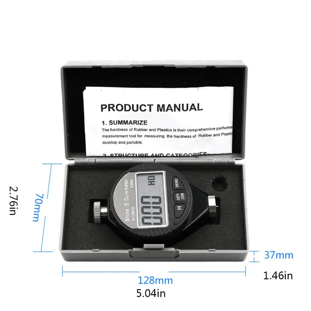 

Electronic Display Shore Hardness Tester Silicone Plastic Rubber Band Hardness Tester 0-100A / C / D Type Hardness Tester