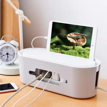 

1PC Household Desktop Hollow Cable Storage Box Case Extension Phone Holder Socket Organizer Container Storage Tool