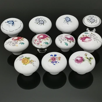 Single Hole Knobs Rose Round Heart Shape Furniture Cabinet Knobs And Handles Drawer Knobs Ceramic Knobs For Furniture Kitchen